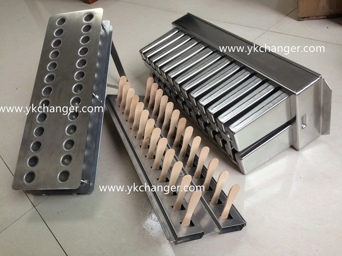 Hard ice cream molds mexican paletas 123ml with 35ml filling 2x13 stainless steel with helix stick holder and aligner