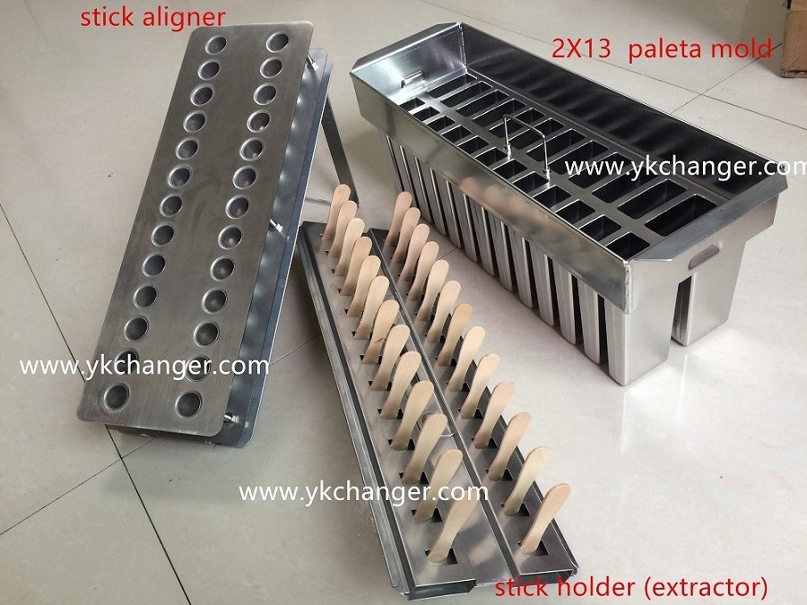 Popsicle mold manufacture stainless steel material food grade 2x13 26pieces Mexican paletas 123ml with 35ml filling